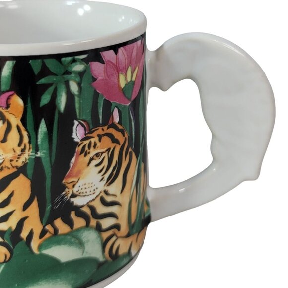 2/$15 Vitromaster Jungle Rain Forest Floral Mug Parrot Handle Zipkin 1993 VTG - Picture 3 of 12